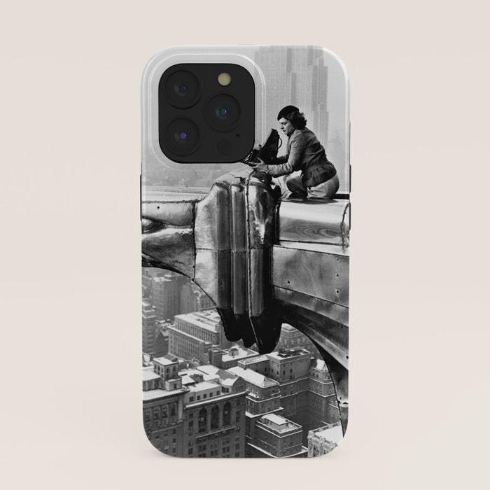 1930 Margaret Bourke-White atop of the world New York City skyline black and white photograph iPhone Case