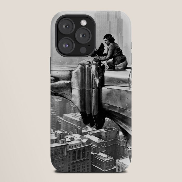 1930 Margaret Bourke-White atop of the world New York City skyline black and white photograph iPhone Case