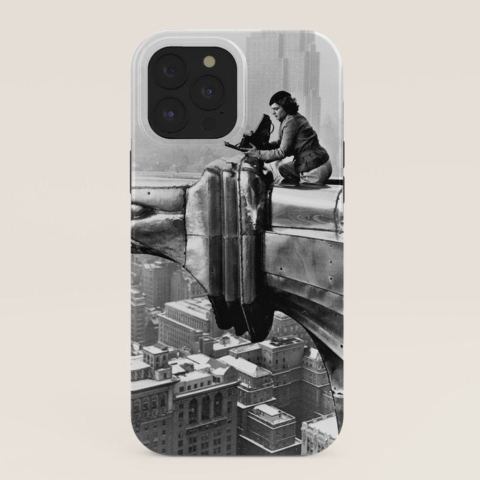 1930 Margaret Bourke-White atop of the world New York City skyline black and white photograph iPhone Case