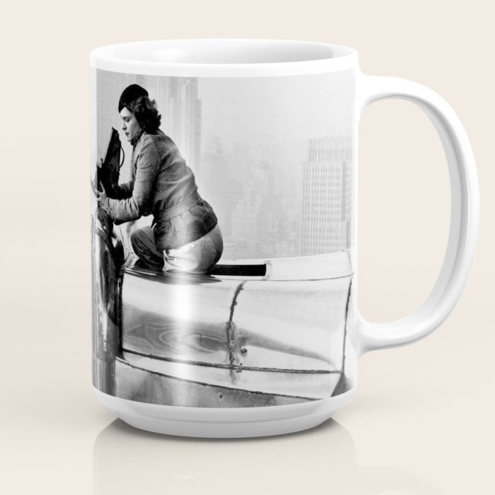 1930 Margaret Bourke-White atop of the world New York City skyline black and white photograph Coffee Mug
