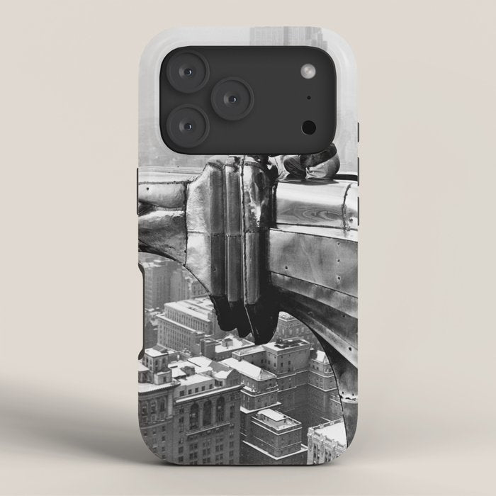 1930 Margaret Bourke-White atop of the world New York City skyline black and white photograph iPhone Case