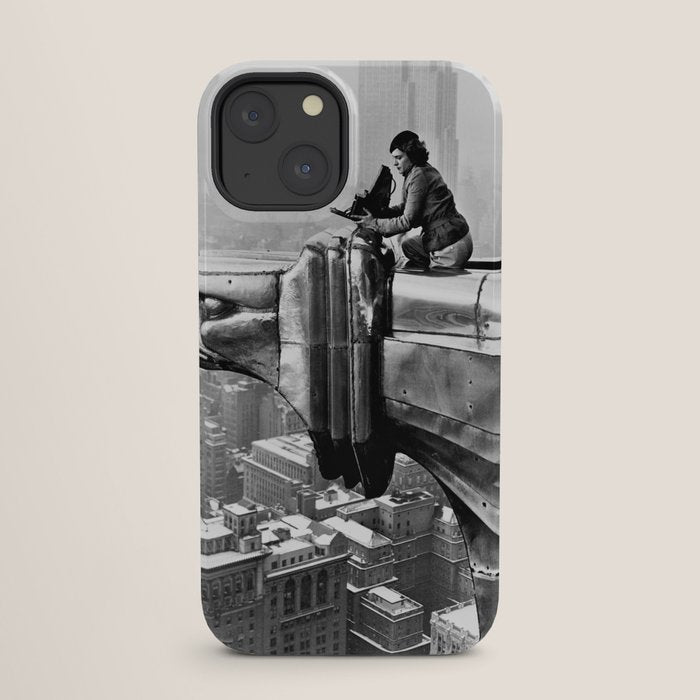 1930 Margaret Bourke-White atop of the world New York City skyline black and white photograph iPhone Case