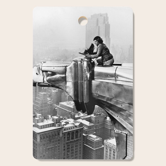 1930 Margaret Bourke-White atop of the world New York City skyline black and white photograph Cutting Board
