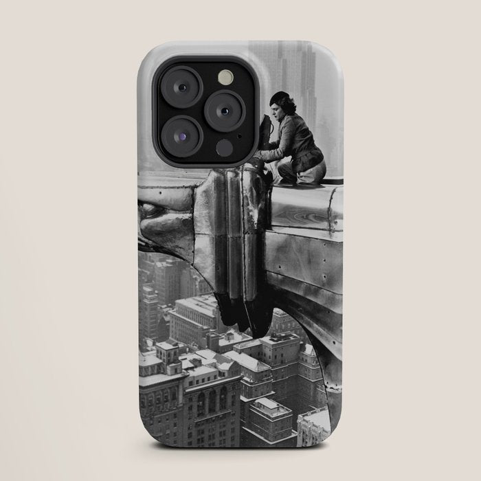 1930 Margaret Bourke-White atop of the world New York City skyline black and white photograph iPhone Case