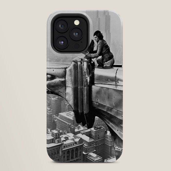 1930 Margaret Bourke-White atop of the world New York City skyline black and white photograph iPhone Case
