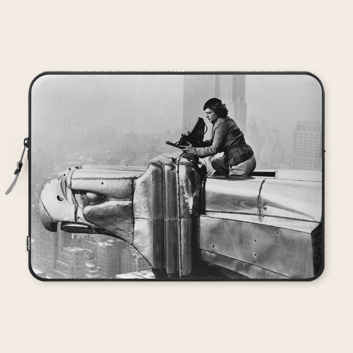 1930 Margaret Bourke-White atop of the world New York City skyline black and white photograph Laptop Sleeve