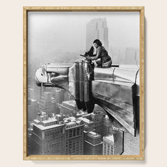 1930 Margaret Bourke-White atop of the world New York City skyline black and white photograph Serving Tray