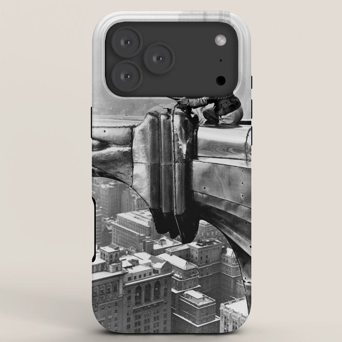 1930 Margaret Bourke-White atop of the world New York City skyline black and white photograph iPhone Case