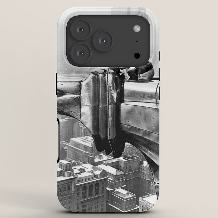 1930 Margaret Bourke-White atop of the world New York City skyline black and white photograph iPhone Case