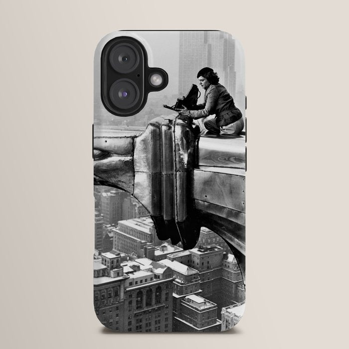 1930 Margaret Bourke-White atop of the world New York City skyline black and white photograph iPhone Case