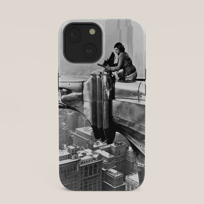 1930 Margaret Bourke-White atop of the world New York City skyline black and white photograph iPhone Case