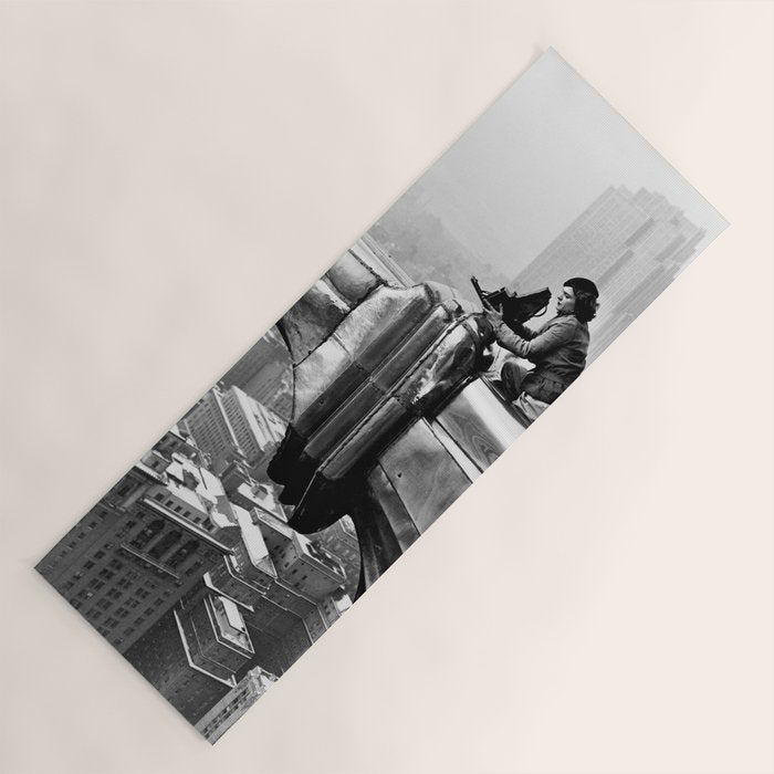 1930 Margaret Bourke-White atop of the world New York City skyline black and white photograph Yoga Mat