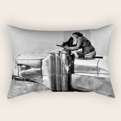 1930 Margaret Bourke-White atop of the world New York City skyline black and white photograph Rectangular Pillow
