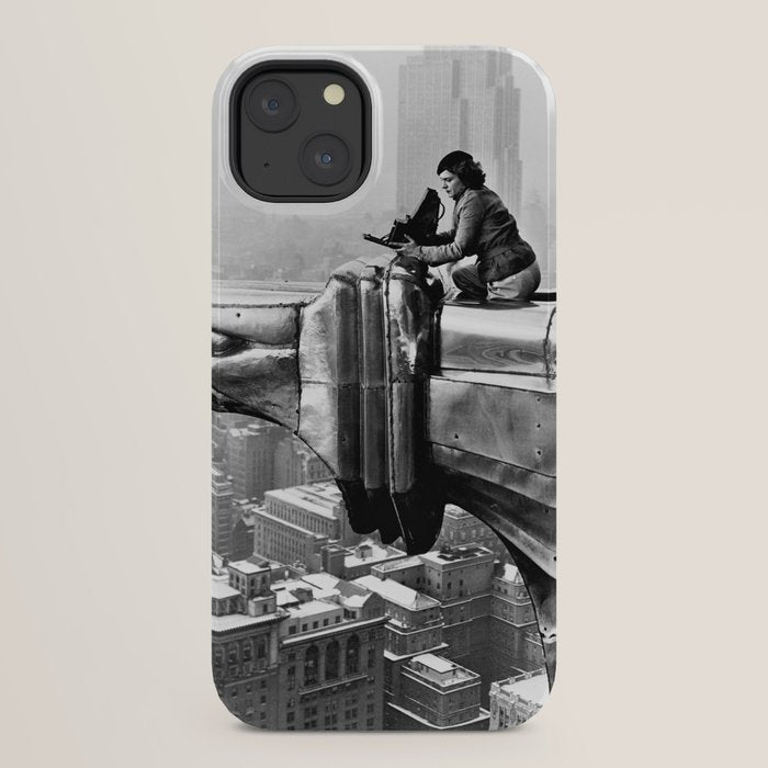 1930 Margaret Bourke-White atop of the world New York City skyline black and white photograph iPhone Case