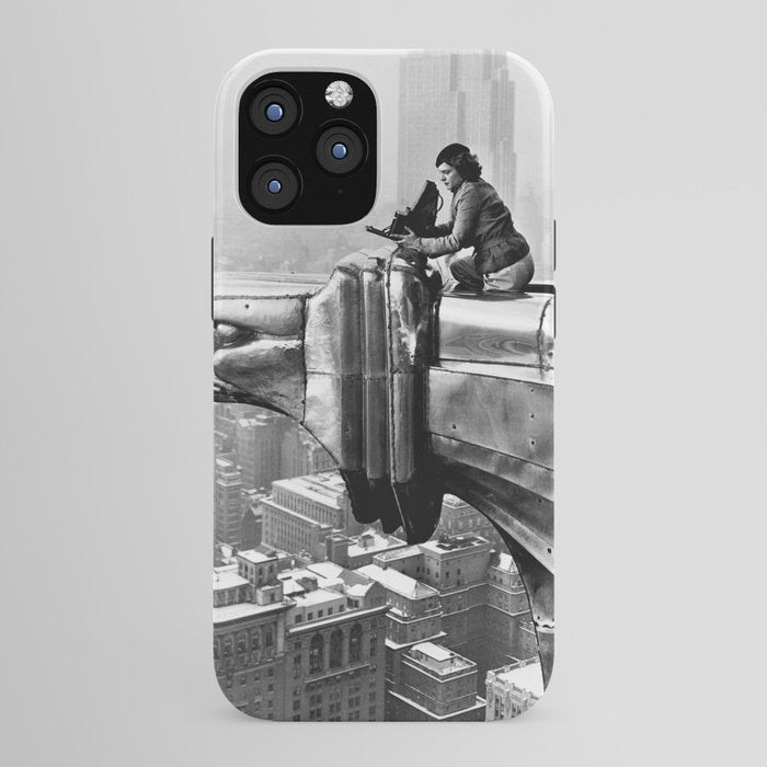 1930 Margaret Bourke-White atop of the world New York City skyline black and white photograph iPhone Case