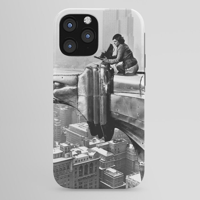 1930 Margaret Bourke-White atop of the world New York City skyline black and white photograph iPhone Case