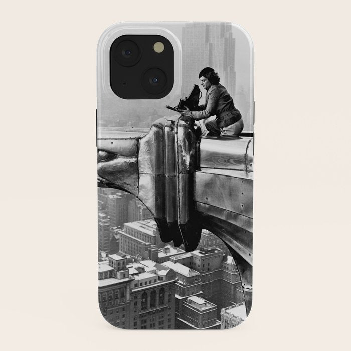 1930 Margaret Bourke-White atop of the world New York City skyline black and white photograph iPhone Case