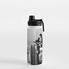 1930 Margaret Bourke-White atop of the world New York City skyline black and white photograph Water Bottle