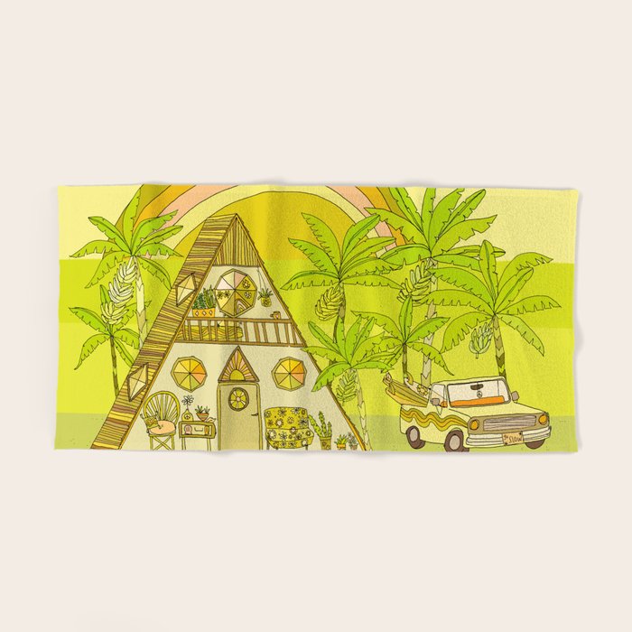 a frame simple living // banana pancakes // retro surf art by surfy birdy Bath Towel