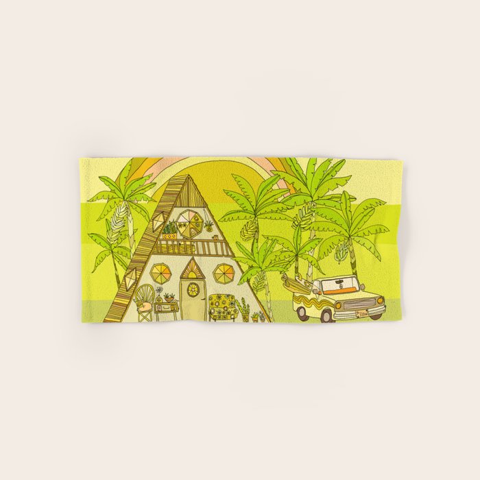 a frame simple living // banana pancakes // retro surf art by surfy birdy Bath Towel