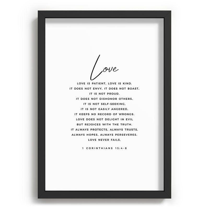 1 Corinthians 13 Love Is Patient Love Is Kind Love Never Fails Bible Verse Print Scripture Christian Framed Art Print