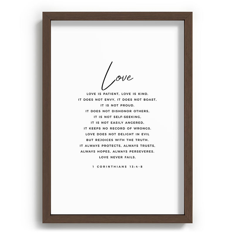 1 Corinthians 13 Love Is Patient Love Is Kind Love Never Fails Bible Verse Print Scripture Christian Framed Art Print
