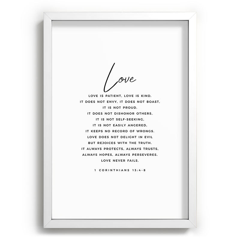 1 Corinthians 13 Love Is Patient Love Is Kind Love Never Fails Bible Verse Print Scripture Christian Framed Art Print
