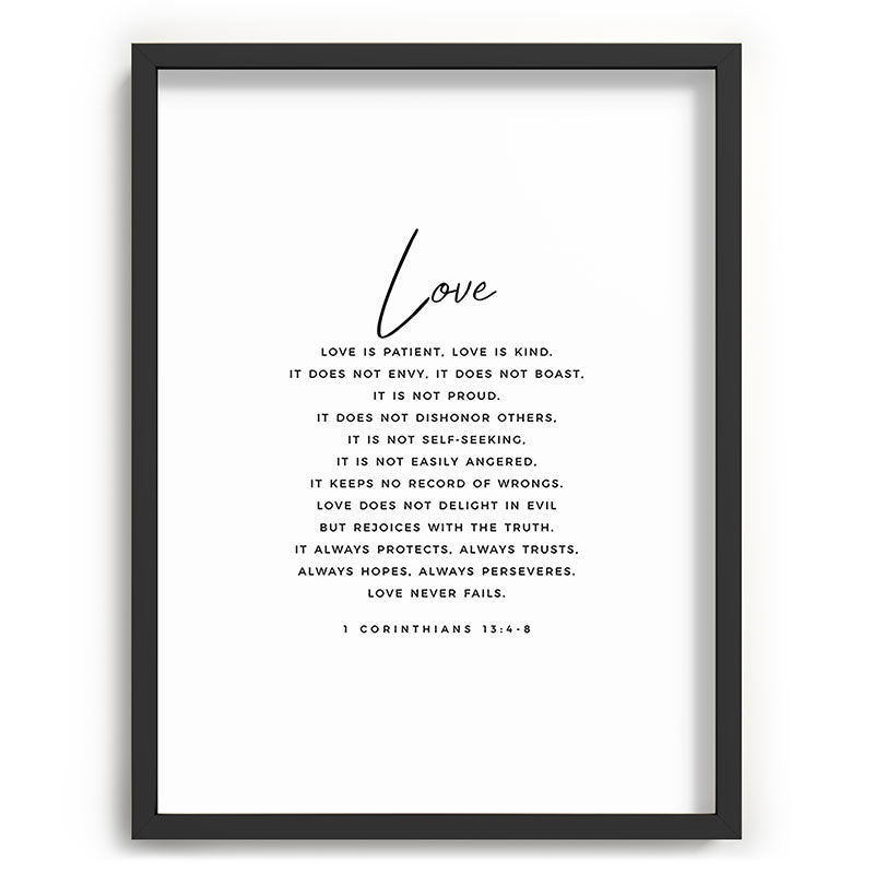 1 Corinthians 13 Love Is Patient Love Is Kind Love Never Fails Bible Verse Print Scripture Christian Framed Art Print