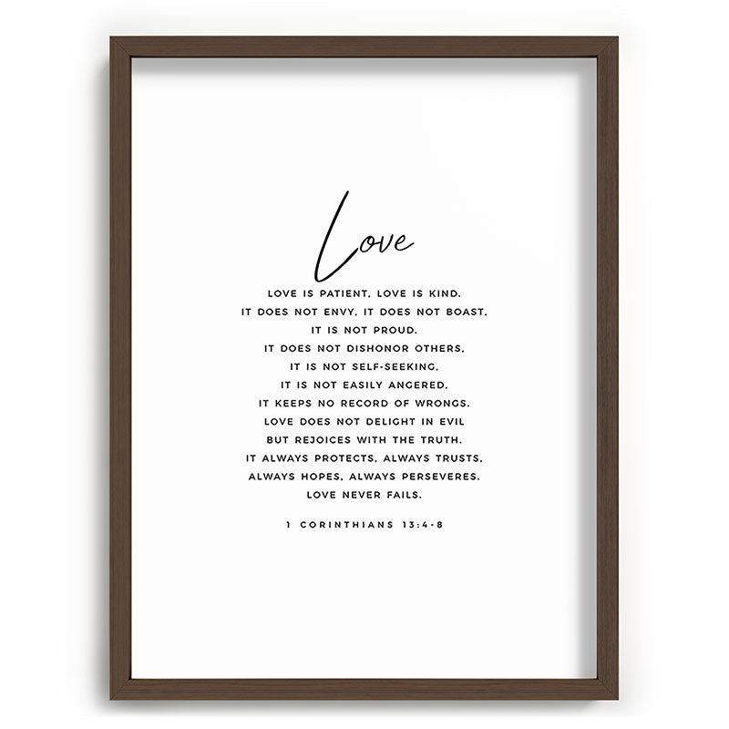 1 Corinthians 13 Love Is Patient Love Is Kind Love Never Fails Bible Verse Print Scripture Christian Framed Art Print