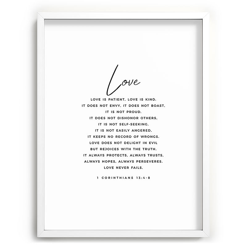 1 Corinthians 13 Love Is Patient Love Is Kind Love Never Fails Bible Verse Print Scripture Christian Framed Art Print