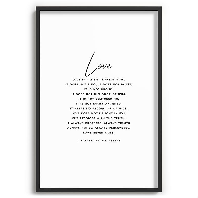 1 Corinthians 13 Love Is Patient Love Is Kind Love Never Fails Bible Verse Print Scripture Christian Framed Art Print