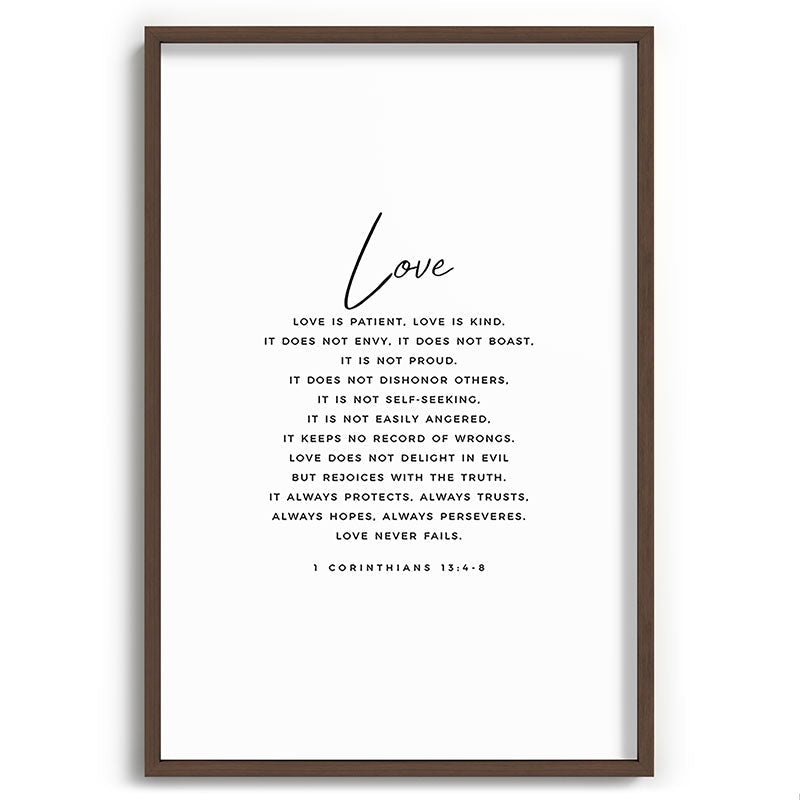 1 Corinthians 13 Love Is Patient Love Is Kind Love Never Fails Bible Verse Print Scripture Christian Framed Art Print