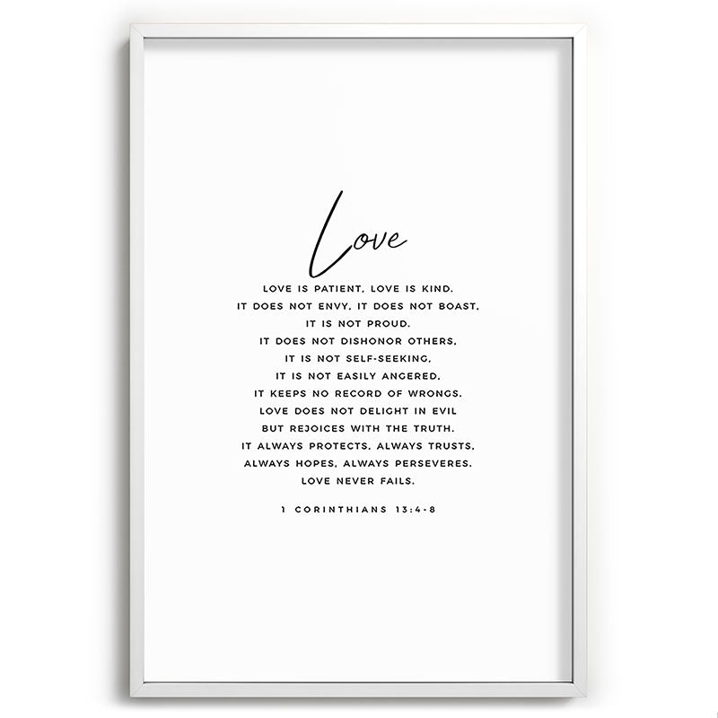 1 Corinthians 13 Love Is Patient Love Is Kind Love Never Fails Bible Verse Print Scripture Christian Framed Art Print