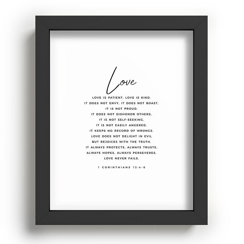 1 Corinthians 13 Love Is Patient Love Is Kind Love Never Fails Bible Verse Print Scripture Christian Framed Art Print