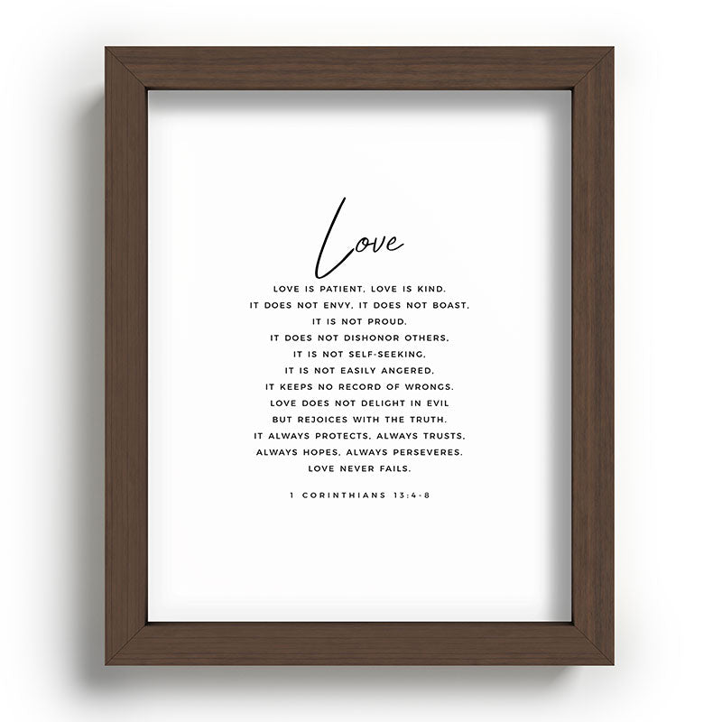1 Corinthians 13 Love Is Patient Love Is Kind Love Never Fails Bible Verse Print Scripture Christian Framed Art Print