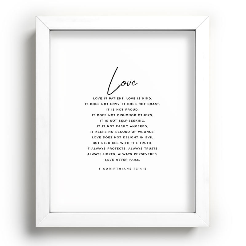 1 Corinthians 13 Love Is Patient Love Is Kind Love Never Fails Bible Verse Print Scripture Christian Framed Art Print