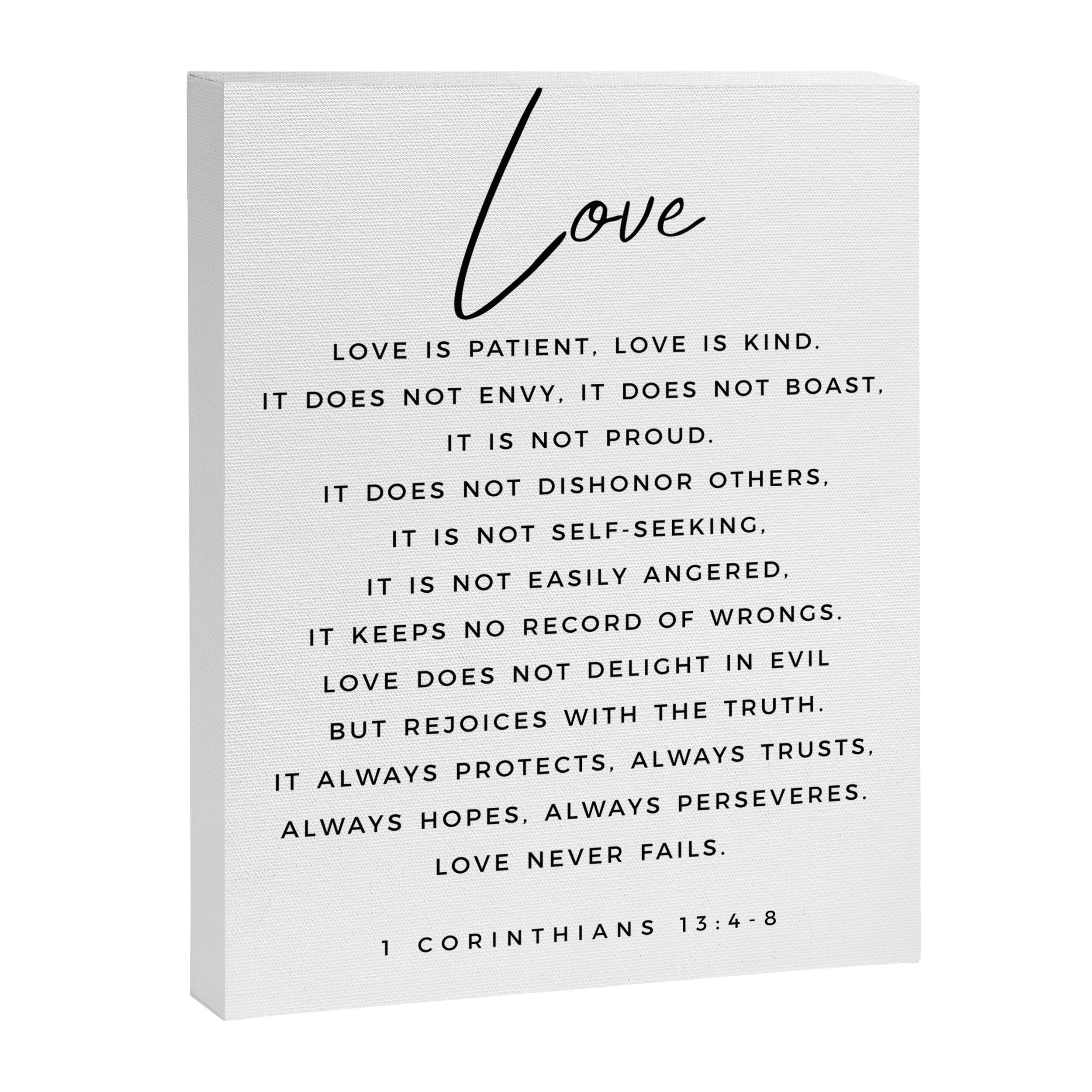 1 Corinthians 13 Love Is Patient Love Is Kind Love Never Fails Bible Verse Print Scripture Christian Canvas Print