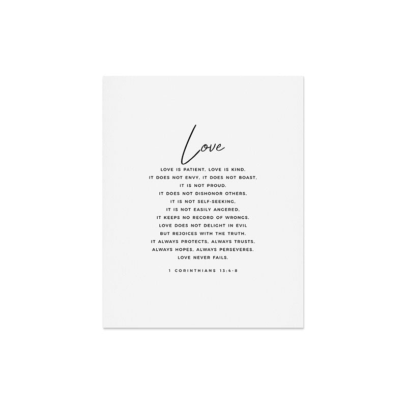 1 Corinthians 13 Love Is Patient Love Is Kind Love Never Fails Bible Verse Print Scripture Christian Art Print