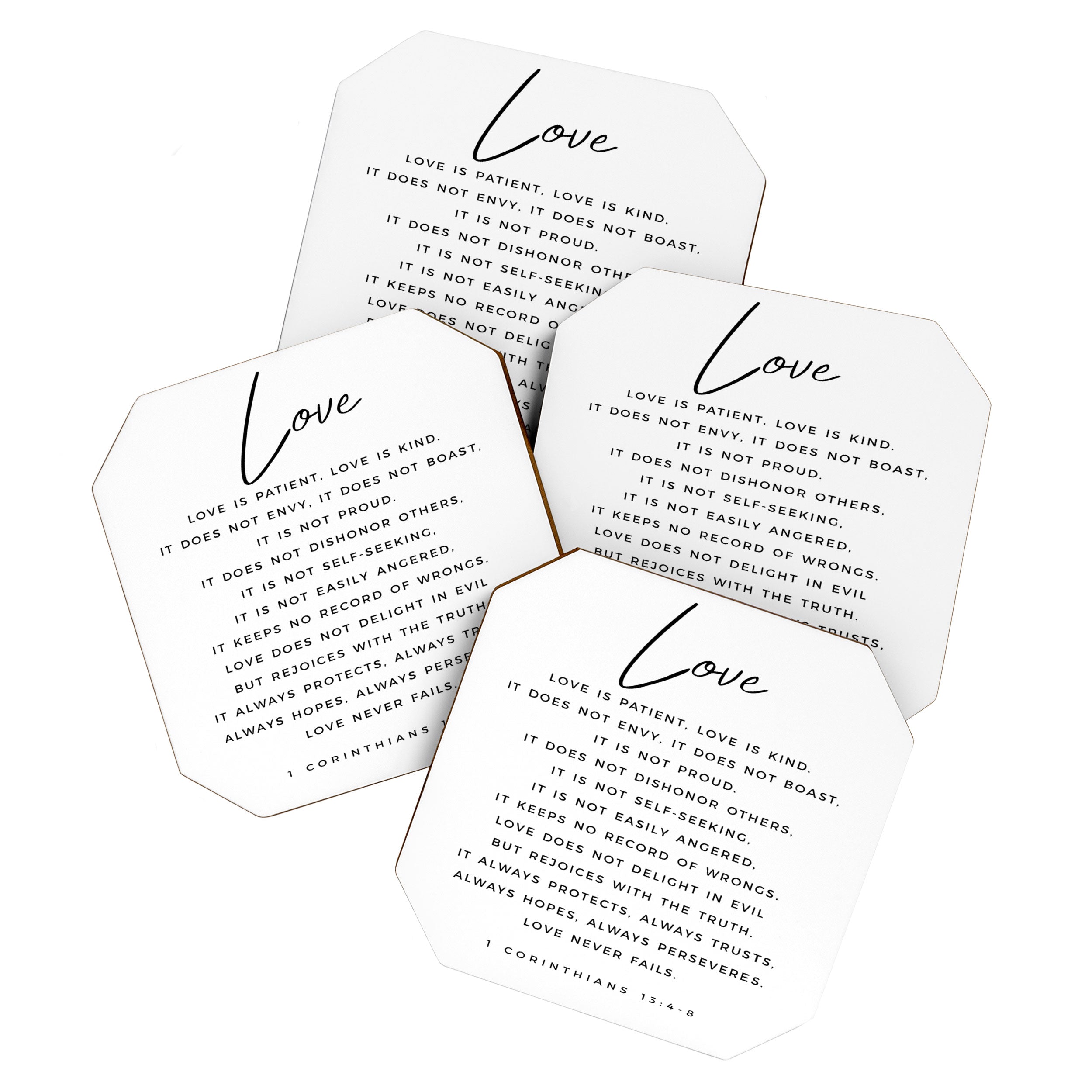 1 Corinthians 13 Love Is Patient Love Is Kind Love Never Fails Bible Verse Print Scripture Christian Coaster