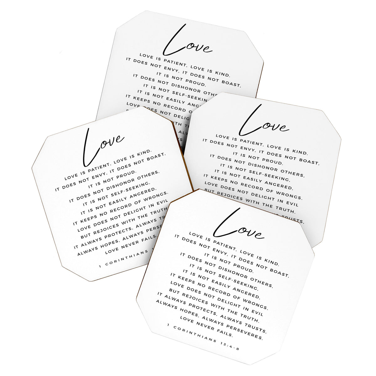 1 Corinthians 13 Love Is Patient Love Is Kind Love Never Fails Bible Verse Print Scripture Christian Coaster