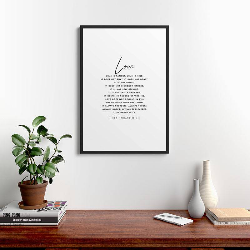1 Corinthians 13 Love Is Patient Love Is Kind Love Never Fails Bible Verse Print Scripture Christian Framed Art Print