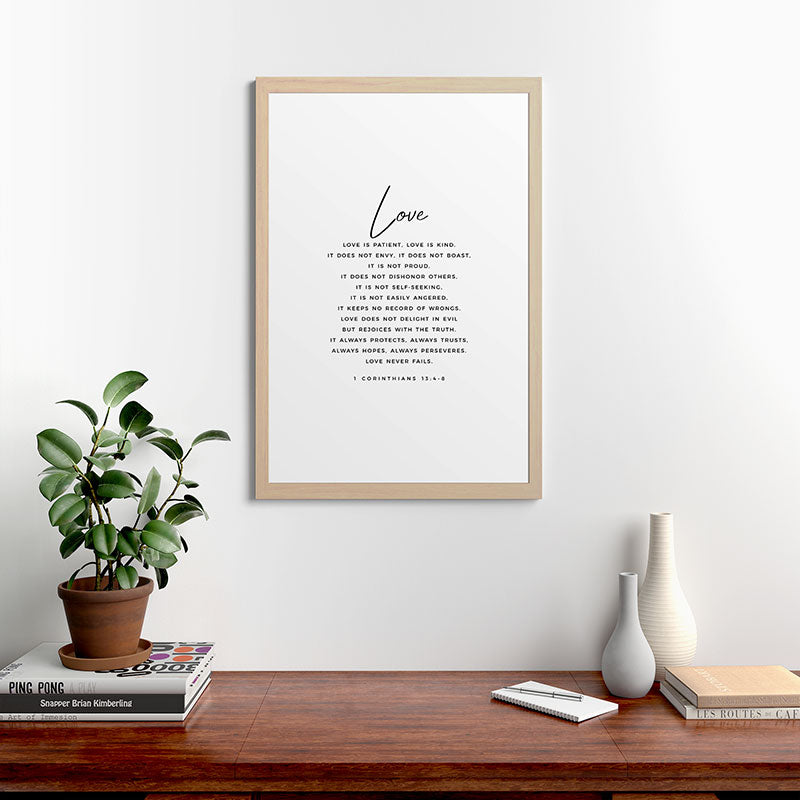1 Corinthians 13 Love Is Patient Love Is Kind Love Never Fails Bible Verse Print Scripture Christian Framed Art Print