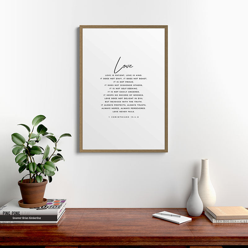 1 Corinthians 13 Love Is Patient Love Is Kind Love Never Fails Bible Verse Print Scripture Christian Framed Art Print