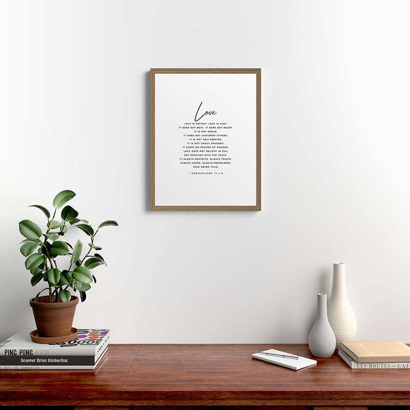 1 Corinthians 13 Love Is Patient Love Is Kind Love Never Fails Bible Verse Print Scripture Christian Framed Art Print