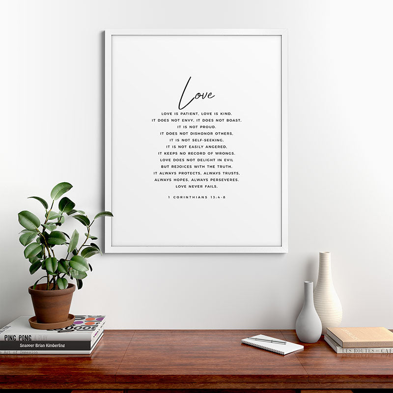 1 Corinthians 13 Love Is Patient Love Is Kind Love Never Fails Bible Verse Print Scripture Christian Framed Art Print
