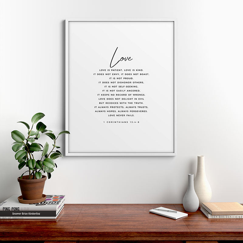 1 Corinthians 13 Love Is Patient Love Is Kind Love Never Fails Bible Verse Print Scripture Christian Framed Art Print