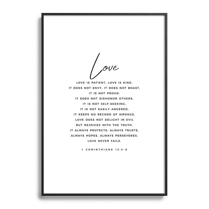1 Corinthians 13 Love Is Patient Love Is Kind Love Never Fails Bible Verse Print Scripture Christian Framed Art Print