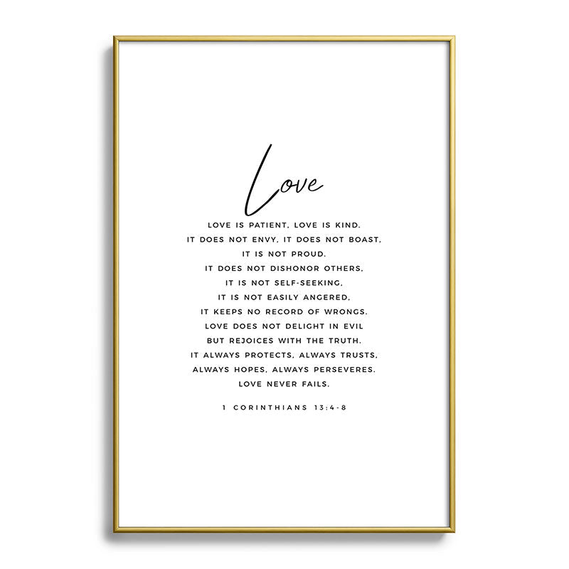 1 Corinthians 13 Love Is Patient Love Is Kind Love Never Fails Bible Verse Print Scripture Christian Framed Art Print