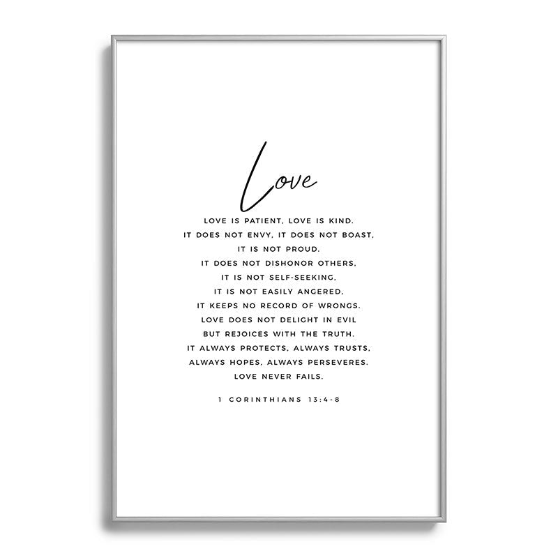 1 Corinthians 13 Love Is Patient Love Is Kind Love Never Fails Bible Verse Print Scripture Christian Framed Art Print