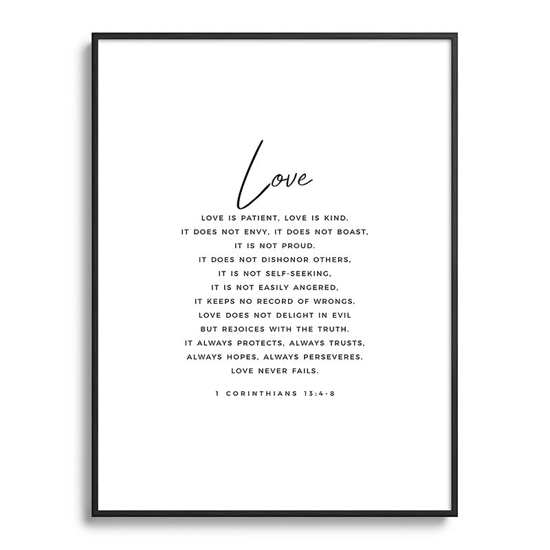 1 Corinthians 13 Love Is Patient Love Is Kind Love Never Fails Bible Verse Print Scripture Christian Framed Art Print